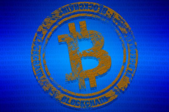 Bitcoin Blockchain symbolischer Kryptowährung Hintergrund