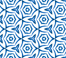 Blue summer seamless pattern. Hand drawn watercolo