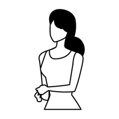 silhouette of young woman on white background