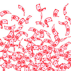 British pound notes falling. Floating GBP bills on