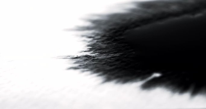 Macro ink bleed on white. Reveal / transition effect