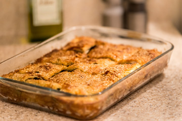 Borek turkish baked pastry with spinach and sesame seeds