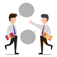 Two business men with bubble are greeting