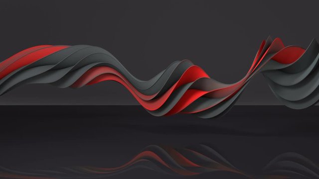 Red and gray twisted spiral shape spinning. Computer generated seamless loop animation. Abstract geometric 3D render 4k UHD (3840x2160)