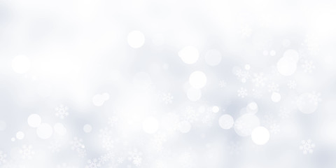white and gray Christmas light with snowflake bokeh background, Winter backdrop wallpaper.