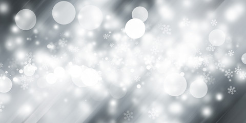 white and gray Christmas light with snowflake bokeh background, Winter backdrop wallpaper.