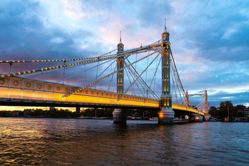The Albert Bridge in London at nightfall