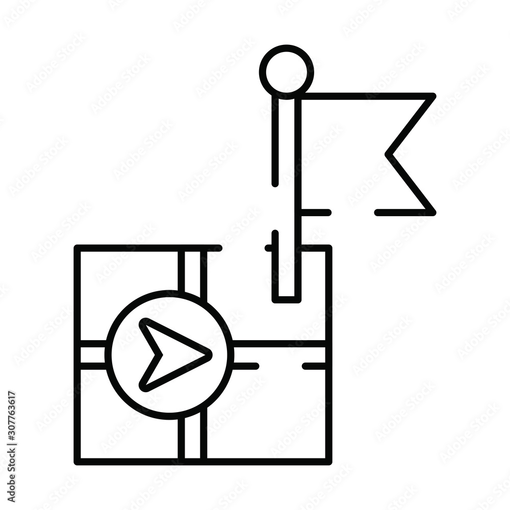 Poster paper map guide with flag icon