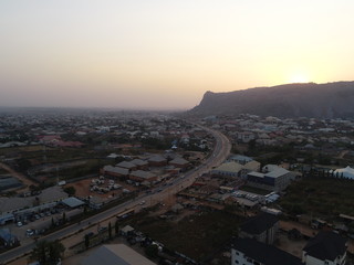 Drone photo of sunset in Kubwa, Abuja Nigeria