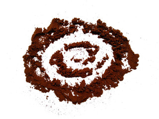 Coffee powder isolated on white background. Coffee powder on white background, is a beverage derived from brewed coffee beans.