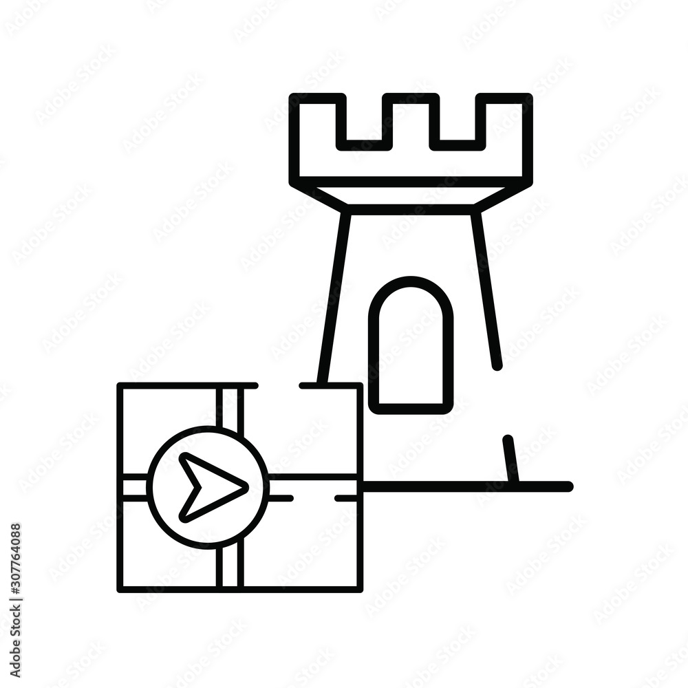 Poster paper map guide with tower