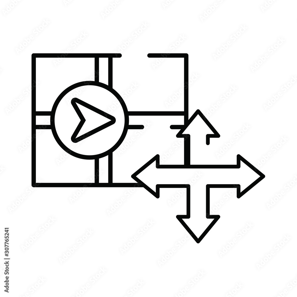 Poster paper map guide with traffic signal icon