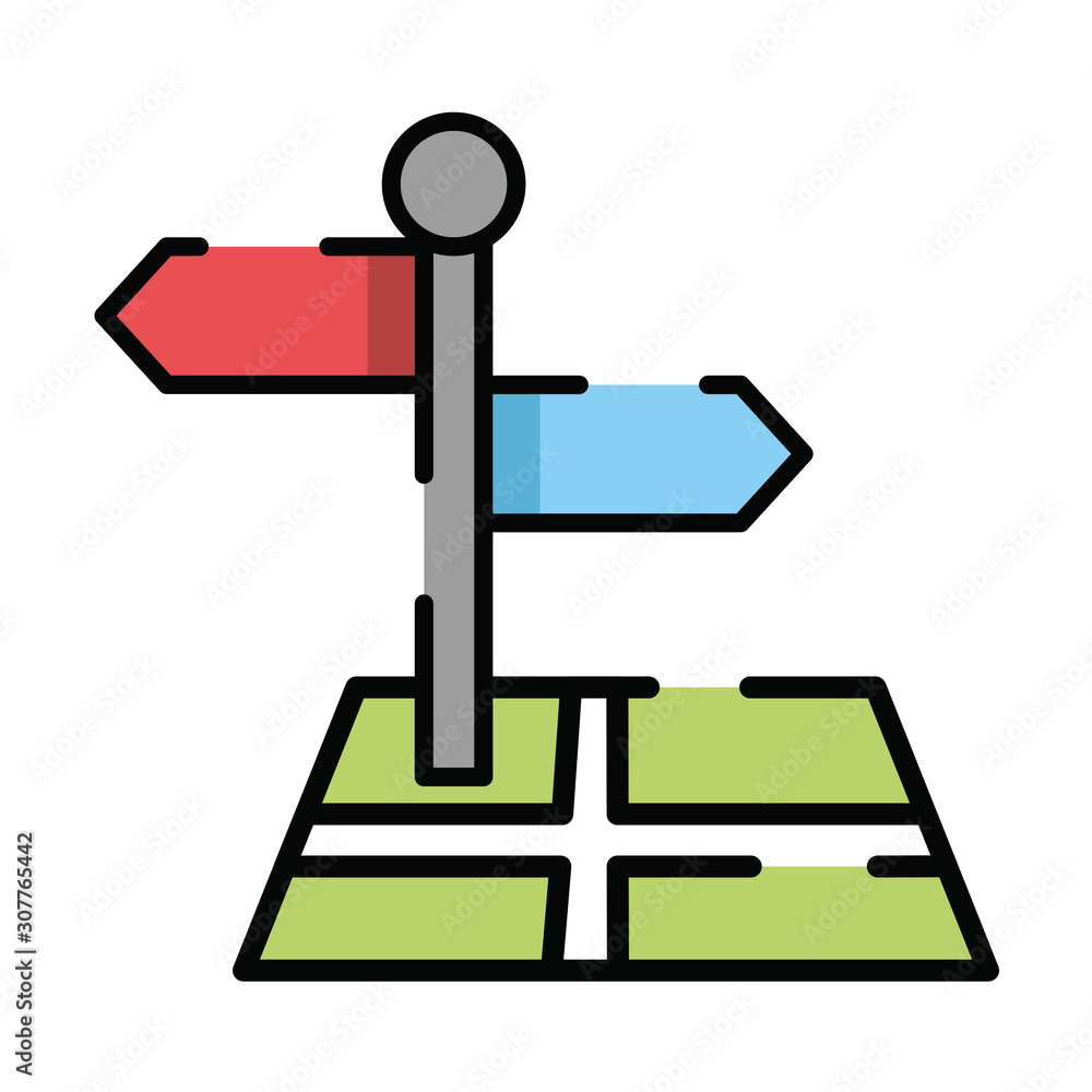 Poster paper map guide with traffic signal icon