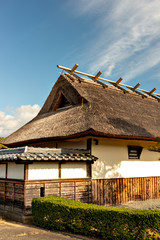 Fototapeta na wymiar Old traditional Japanese house with thatched roof in Tanba-sasayama city, Hyogo prefecture, Japan