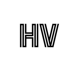 Initial two letter black line shape logo vector HV