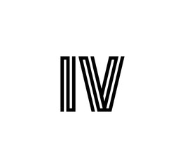 Initial two letter black line shape logo vector IV