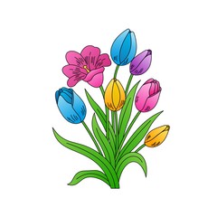 Obraz na płótnie Canvas Illustration of Beautiful Colorful Flower, Flat Design