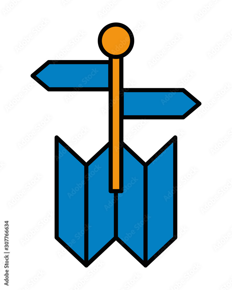 Poster paper map guide with traffic arrows signal