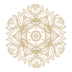 Golden mandala vector illustration. Ethnic style temporary tattoo.