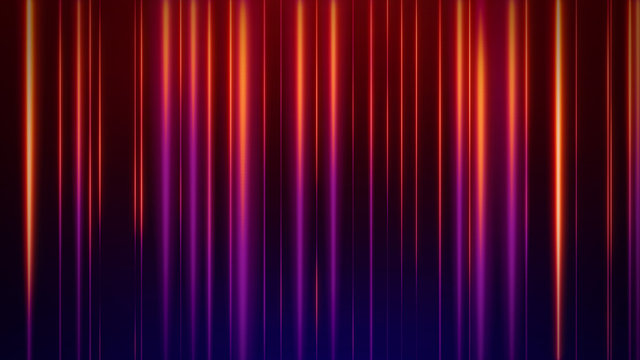 Artistic Colorful Orange Neon Glowing Vertical Lines Against Red Blue Background