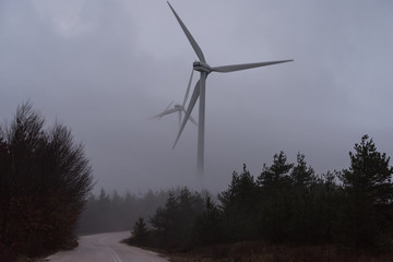 wind turbines in the clouds