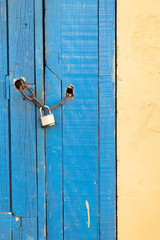 old painted blue door