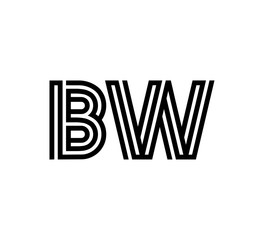 Initial two letter black line shape logo vector BW