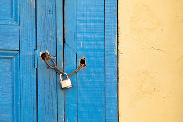 old painted blue door