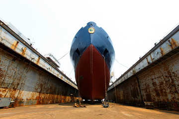 The Russian icebreaker Krasin is in a dry dock at a scheduled repair.