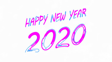 Colorful Liquid Text , happy new year 2020, background 3d rendering