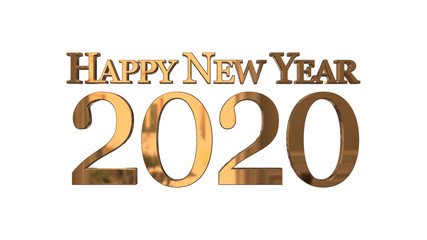 Gold Liquid Text , happy new year 2020, background 3d rendering