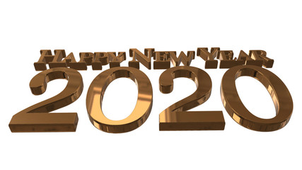 Gold Liquid Text , happy new year 2020, background 3d rendering