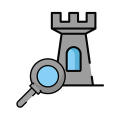 magnifying glass search with tower