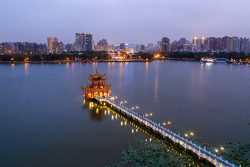 Tiger Pagodas at night. kaohsiung city. Taiwan