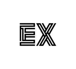 Initial two letter black line shape logo vector 