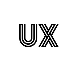Initial two letter black line shape logo vector UX