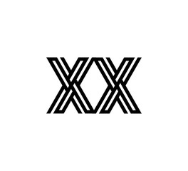 Initial two letter black line shape logo vector XX