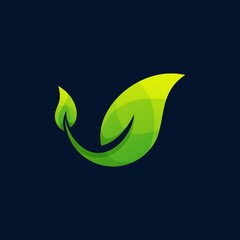 Abstract Leaf With Water Droplets Overlap Illustration Vector Design Template.