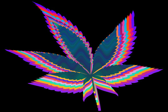 An abstract psychedelic cannabis leaf background image.
