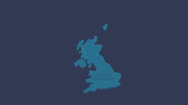 United Kingdom animated map with alpha channel.