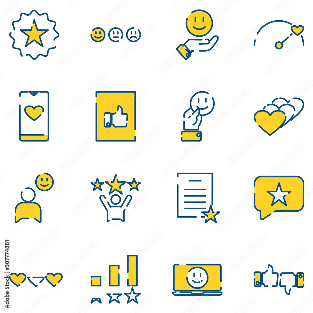 Aufkleber Testimonials set icon template color editable. Customer satisfaction pack symbol vector sign isolated on white background icons vector illustration for graphic and web design.