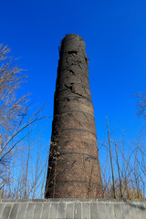 Tangshan earthquake ruins park chimney, China.