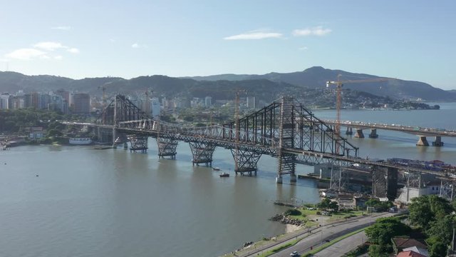 Hercilio Luz Bridge connecting island Santa Catarina to Brazilian mainland