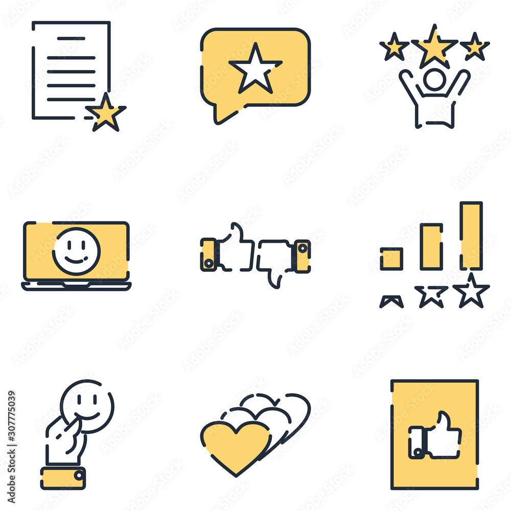 Poster testimonials set icon template color editable. customer satisfaction pack symbol vector sign isolate