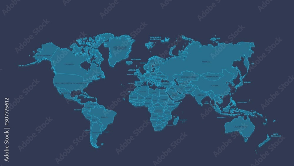 Poster world animated map with alpha channel.