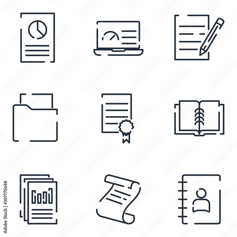 Aufkleber Document Flow Management set icon template color editable. Document pack symbol vector sign isolated on white background icons vector illustration for graphic and web design.