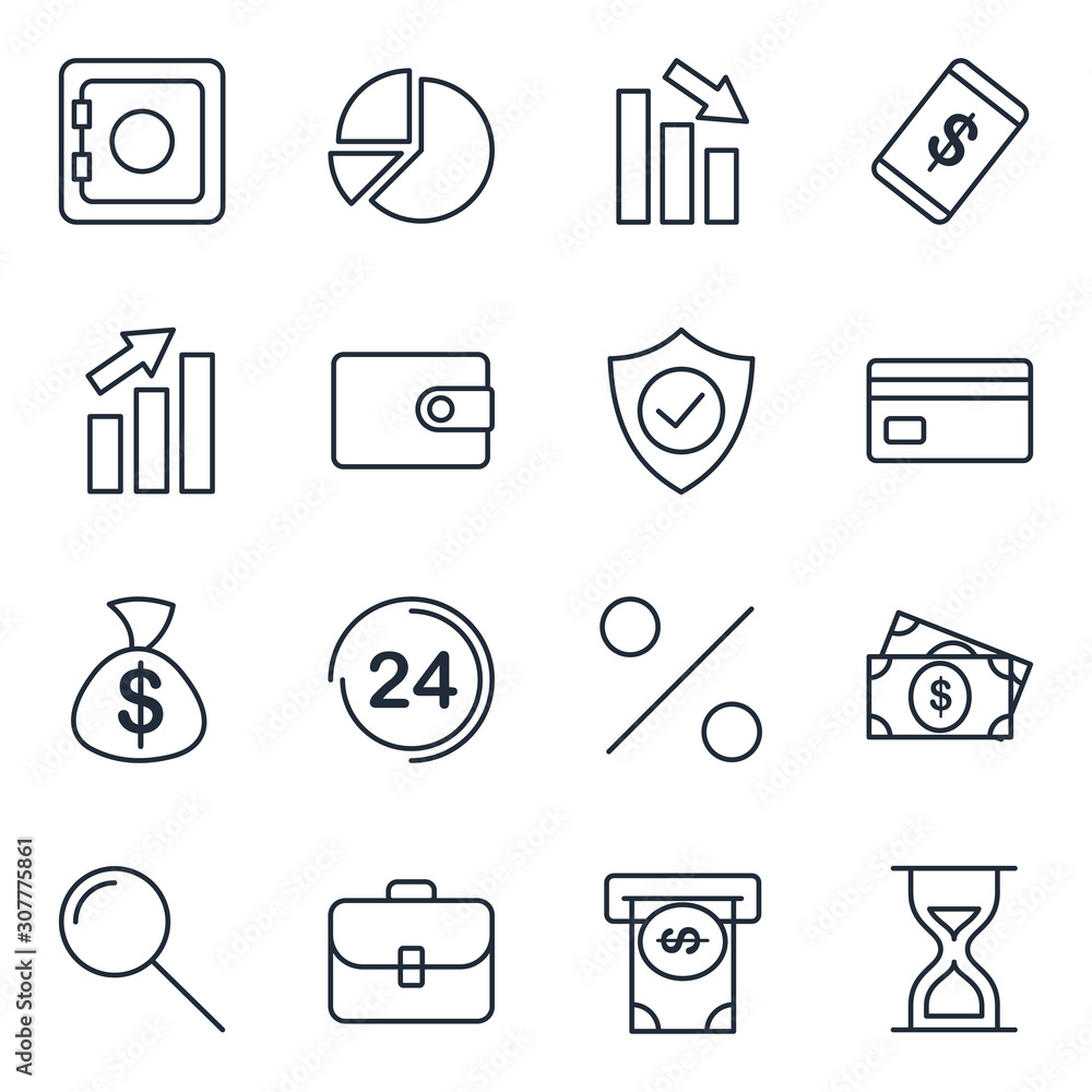 Aufkleber finance set icon template color editable. finance pack symbol vector sign isolated on white backgrou