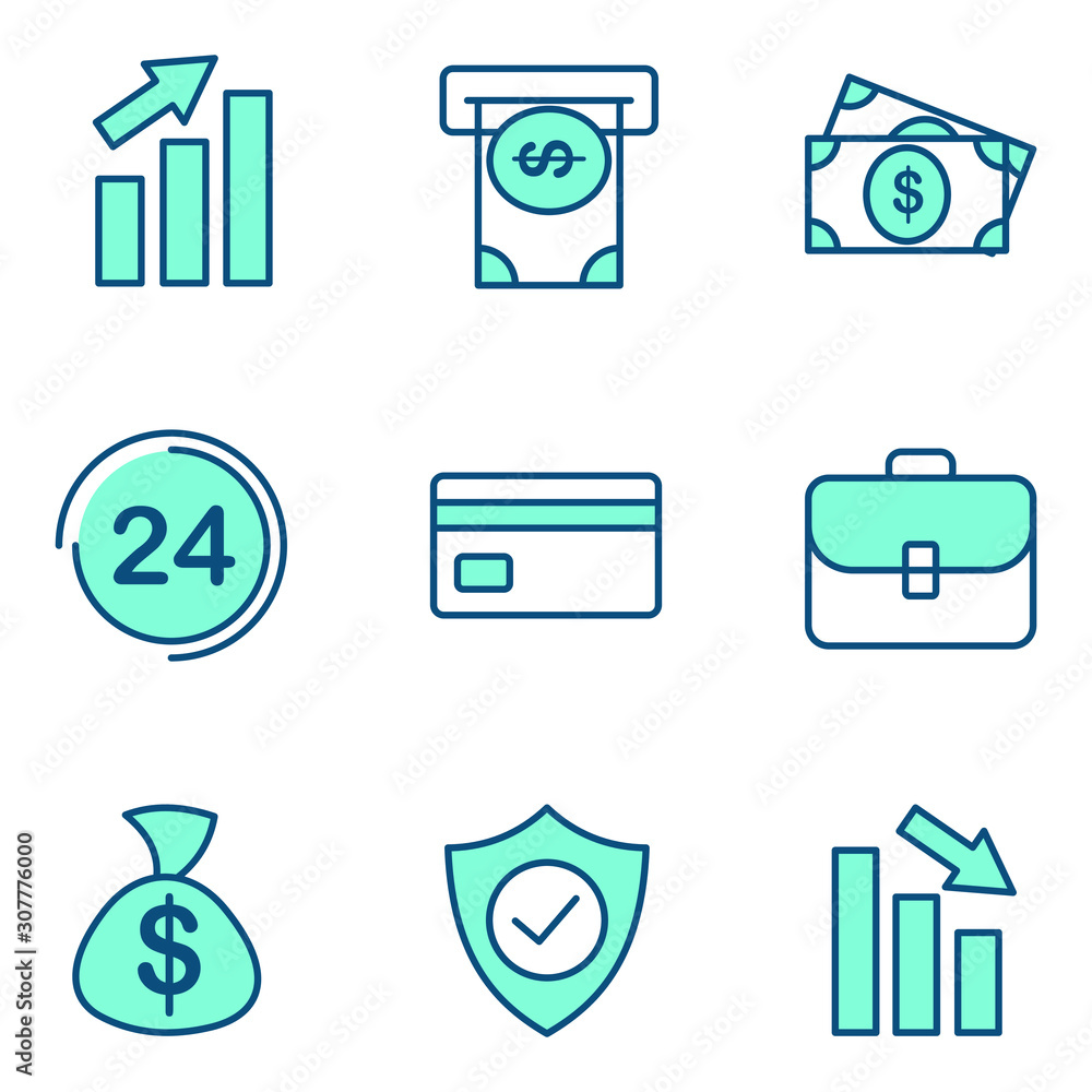 Aufkleber finance set icon template color editable. finance pack symbol vector sign isolated on white backgrou
