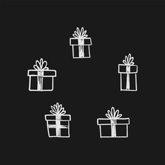 Gift doodles. Christmas presents illustrations.