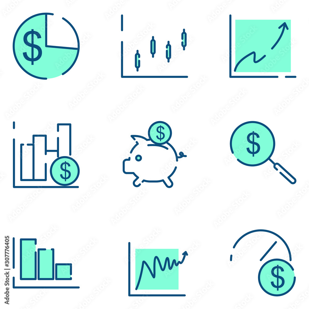 Aufkleber finance set icon template color editable. finance pack symbol vector sign isolated on white backgrou